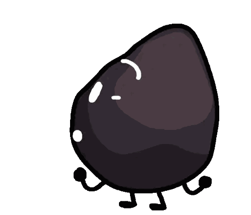 Black Rock Cartoon With Smiling Face Sticker