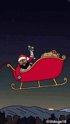 Black Santa Throwing Gifts From Sled GIF