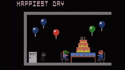Black Screen With Balloons Saying Happiest Day GIF