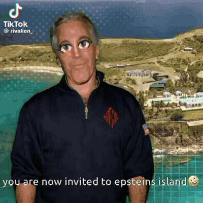 Black Shirt Man: You're Invited To Epsteins Island GIF