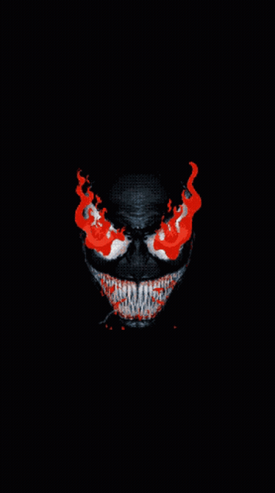 Black Skull With Red Flames From Eyes GIF