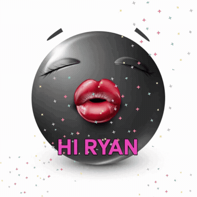 Black Smiley With Red Lips Saying Hi Ryan GIF
