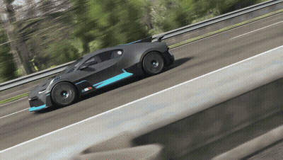 Black Sports Car With Blue Stripe Driving Down Highway GIF