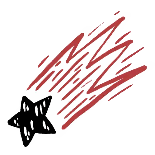 Black Star With Red Lines Sticker