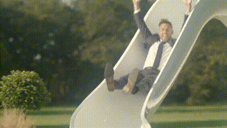 Black Suit Waterslide Splash GIF