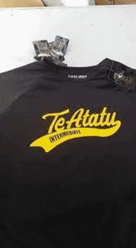Black T-Shirt With Yellow Logo GIF