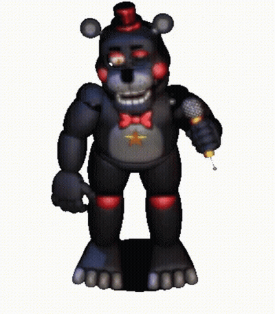 Black Teddy Bear Holding Microphone With Red Top Hat