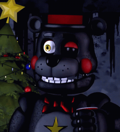 Black Teddy Bear In Red Hat With Yellow Star GIF