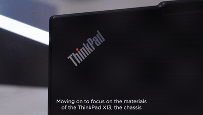 Black ThinkPad X13 Laptop With Text Moving On GIF