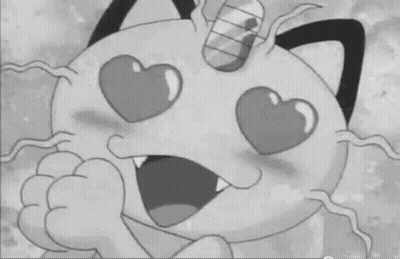 Black White Cartoon Cat Heart Eyes Unicorn Horn GIF