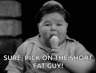 Black White Fat Boy Eating Ice Cream Saying Sure Pick On Short Fat Guy GIF