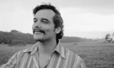 Black White Man With Mustache In Striped Shirt GIF