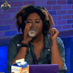 Black Woman Drinking And Her Surprised Reaction Meme GIF