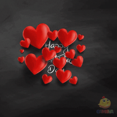 Blackboard With Red Hearts Happy Valentine's Day GIF