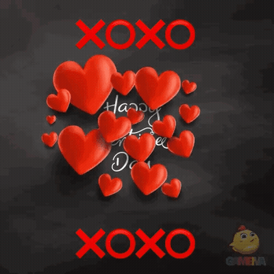 Blackboard With Red Hearts Happy Valentines Day GIF