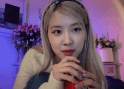 Blackpink Rose Sipping Straw GIF