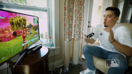 Blake Snell Playing Handheld Video Game GIF