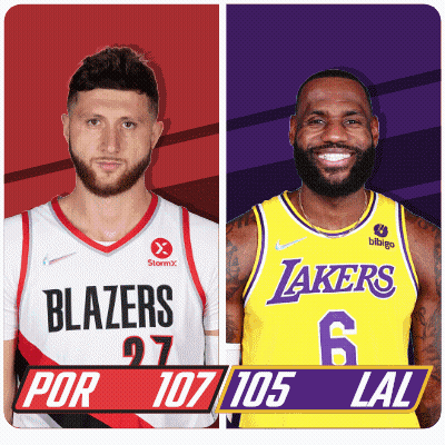 Blazers And Lakers Players Side By Side GIF