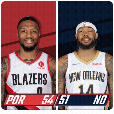Blazers And New Orleans Basketball Players Standing Together GIF