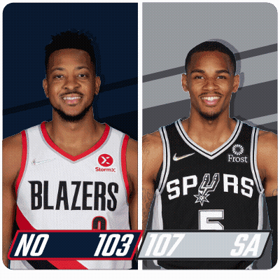 Blazers And Spurs Players Standing Together GIF