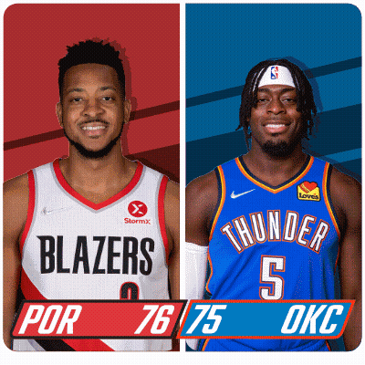 Blazers And Thunder Basketball Players Standing Together GIF