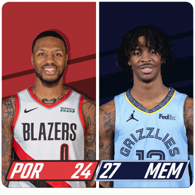 Blazers Player And Grizzlies Player Standing Together GIF