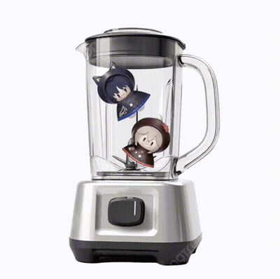 Blender With Cat And Girl Sticker GIF