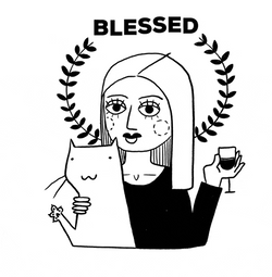 Blessed Lady With Cat Doodle GIF