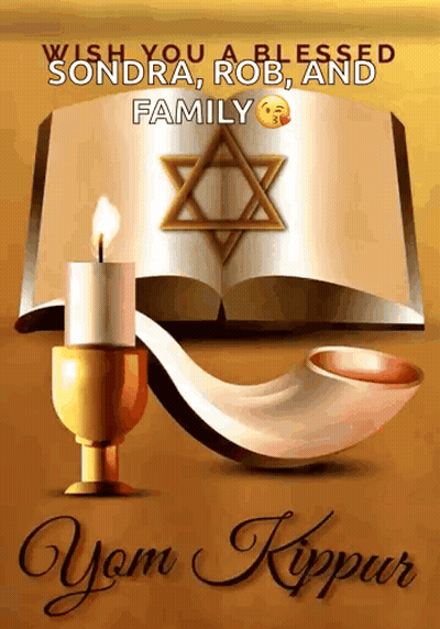 Blessed Sondra Rob And Family Card With Shofar And Candle GIF