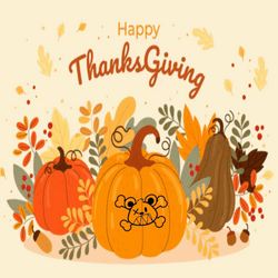 Blessed Thanksgiving Pumpkin And Bear GIF