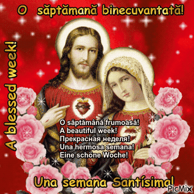 Blessed Week Greeting Card With Jesus And Mary GIF
