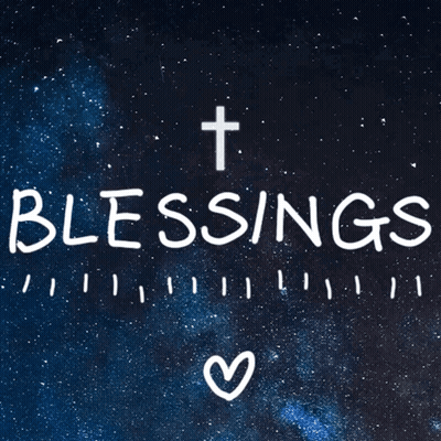 Blessings Text On Blue Background With Cross GIF