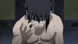 Blind Folded Topless Sasuke Sharingan GIF