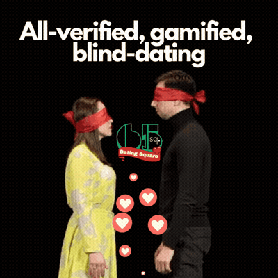 Blindfolded Couple All-Verified Gamified Blind Dating GIF