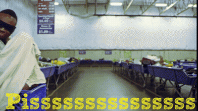 Blindfolded Man In Shopping Cart With $0.99 Sign GIF