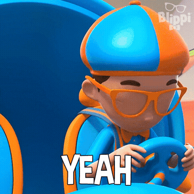 Blippi Cartoon Holding Steering Wheel GIF