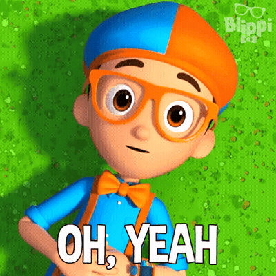 Blippi Cartoon Saying Oh Yeah On Green Background GIF