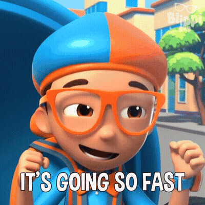 Blippi Character Says It's Going So Fast GIF