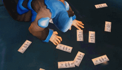 Blizzard Suited Man Picking Up Money Animation GIF