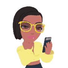 Blocked Animated Avatar Woman Glasses Click Phone GIF