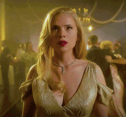 Blond Hayley Atwell In Gold Dress GIF