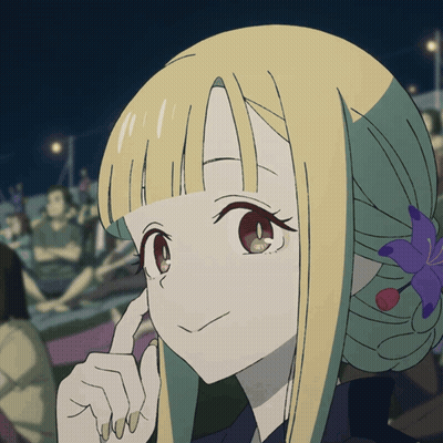 Blonde And Green Hair Girl With Flower GIF