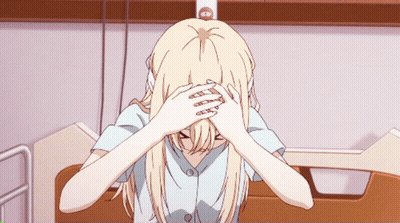 Blonde Anime Girl Covering Face GIF