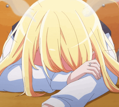Blonde Anime Girl Laying Down With Ring GIF