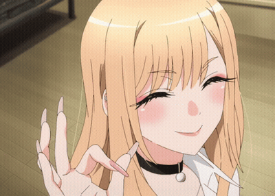 Blonde Anime Girl Long Nails Choker Thumbs Up GIF