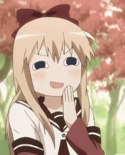 Blonde Anime Girl Making Funny Face GIF