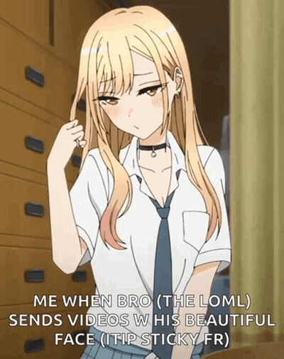 Blonde Anime Girl Me When Bro Sends Videos GIF