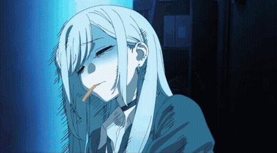 Blonde Anime Girl Me When Bro Sends Videos GIF