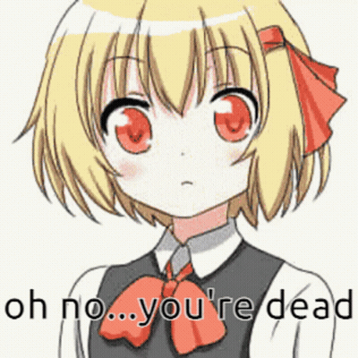 Blonde Anime Girl Red Eyes Saying Oh No You're Dead GIF