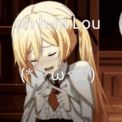 Blonde Anime Girl Saying Oh H-Hi Lou GIF